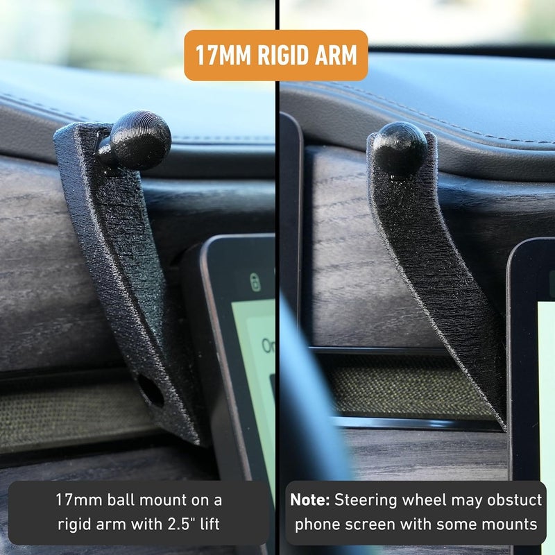 EveryAmp Phone Mount Dash Anchor (Version 2) with 17mm Arm Ball Mount fits Rivian R1T & R1S 2022-2026 - Fits Driver Side Only, Mount Cell Phones, Tablets, Microphones, and More with No Screws or Adhesives - Image 4